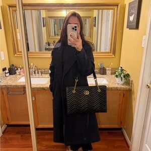 Black Chevron Quilted Shoulder Bag